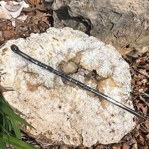 Artisan Hand-Forged Steel Magic Wand w/ Stone
